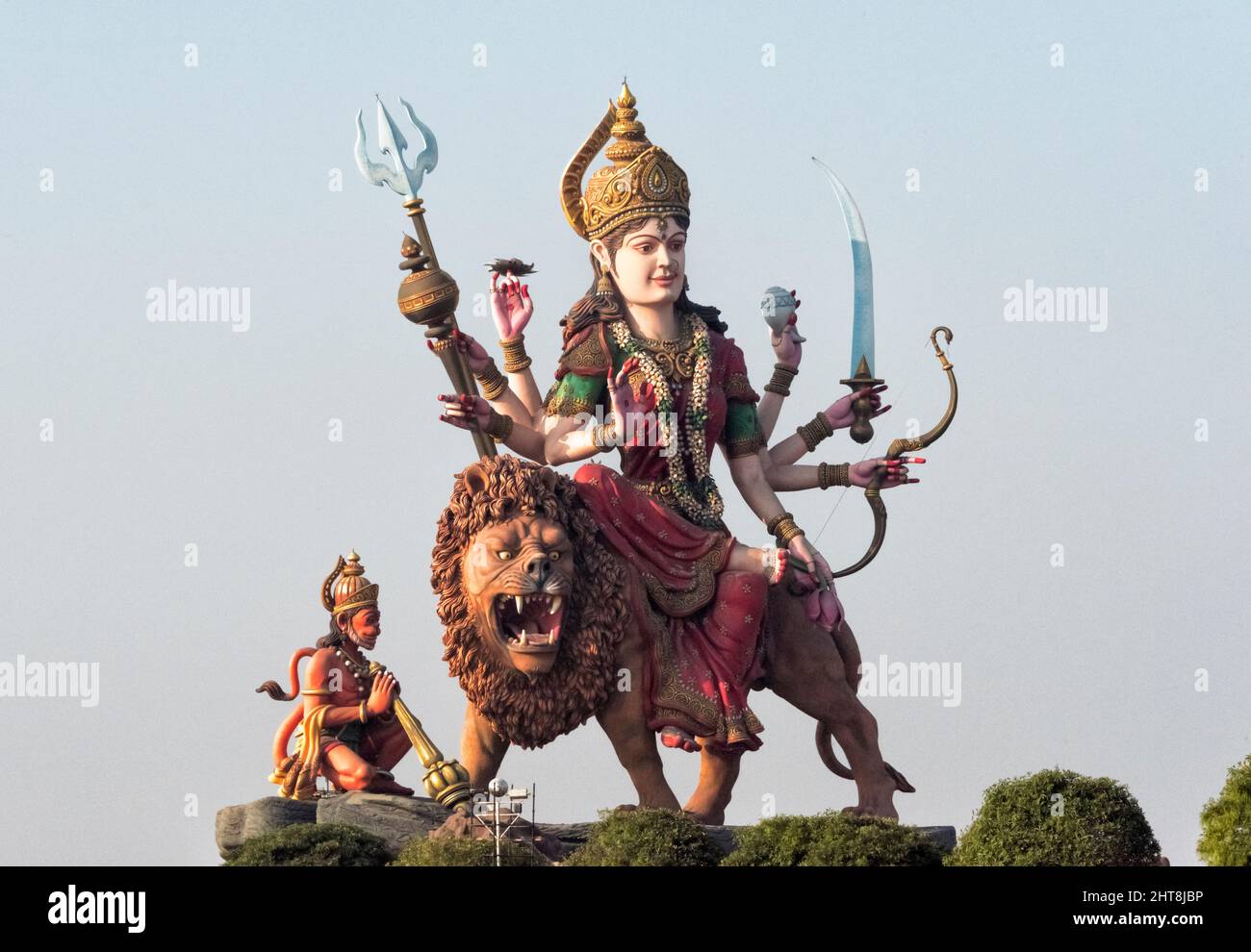 A huge statue of the multiarmed Goddess Durga in Vrindavan, Mathura
