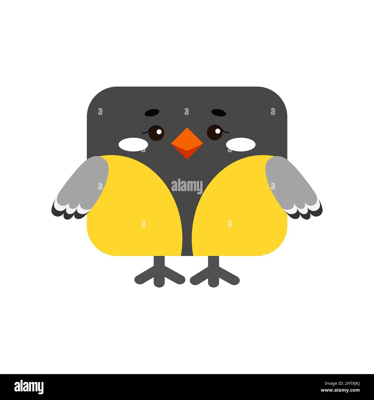Square tit forest bird animal face icon isolated on white background ...