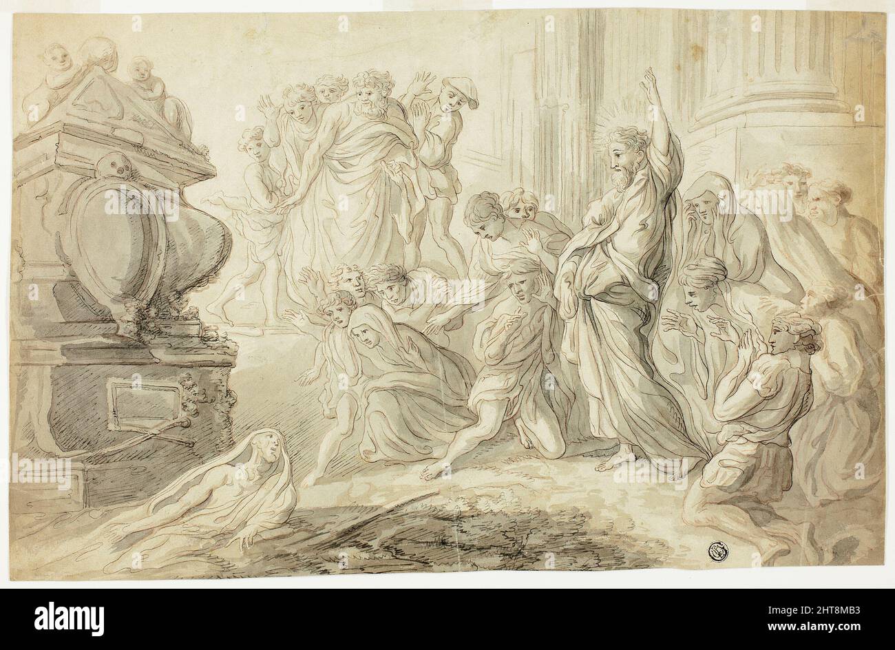 Raising of Lazarus (recto); Travelers with Cart Outside Inn (verso ...