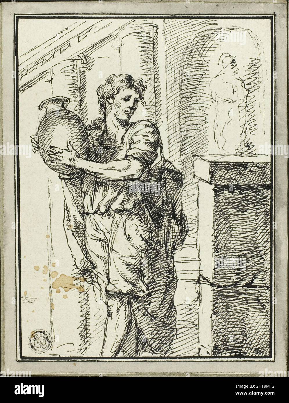 Man Holding Jar, 1785. Stock Photo