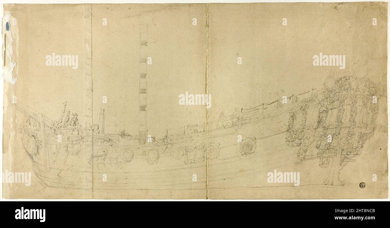 Ship Constructor's Drawing for Dutch Galleon, n.d. Stock Photo