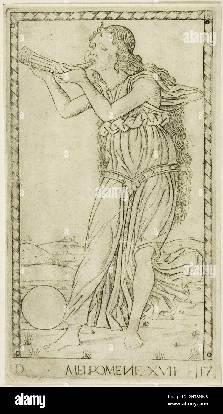 Melpomene, plate seventeen from Apollo and the Muses, c.1465. Stock Photo