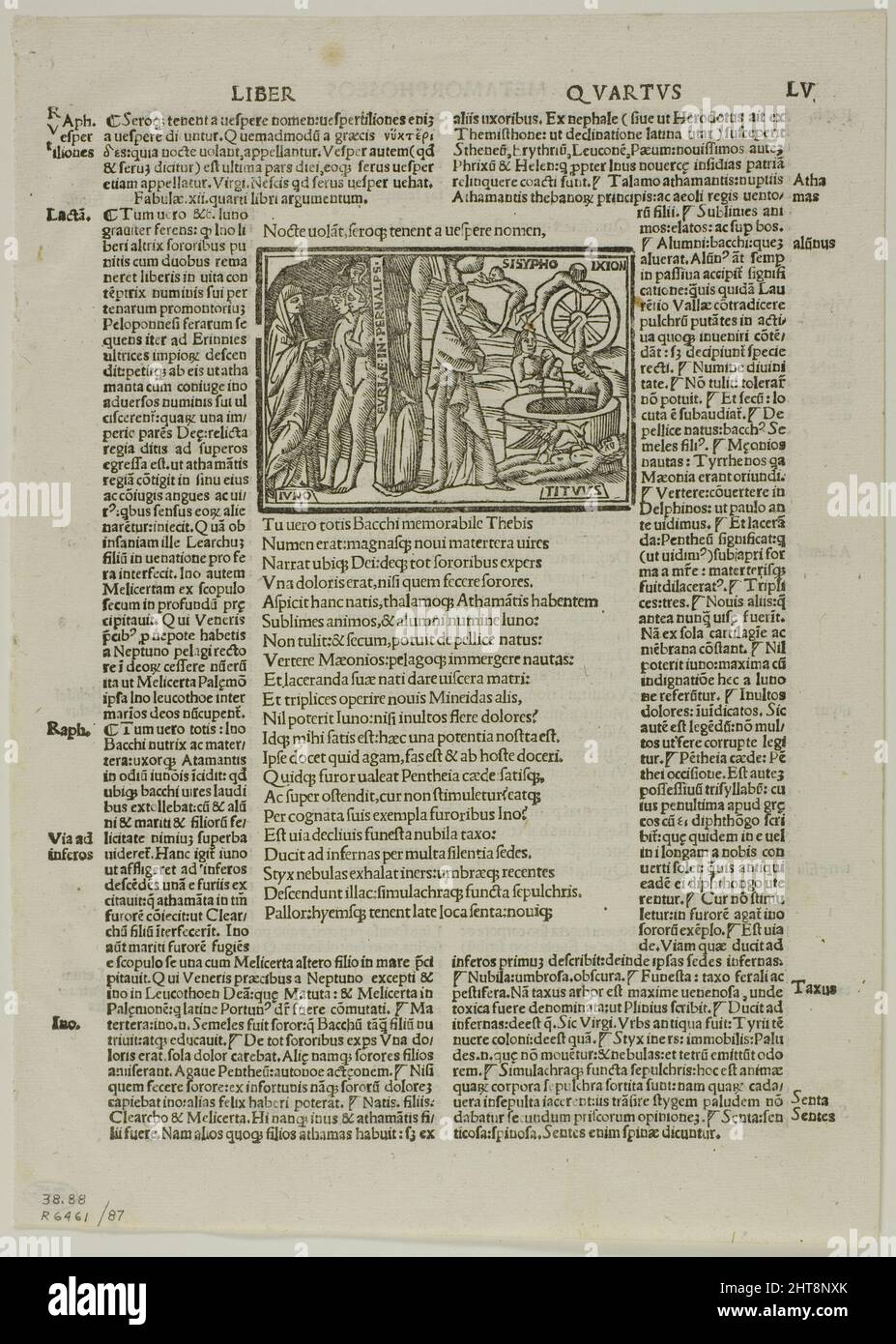 Juno in Hades from P. Ouidij Nasonis poete ingeniosissimi Metamorphoseos Libri, plate 87 from Woodcuts from Books of the XVI Century, 1527, assembled into portfolio 1937. Stock Photo