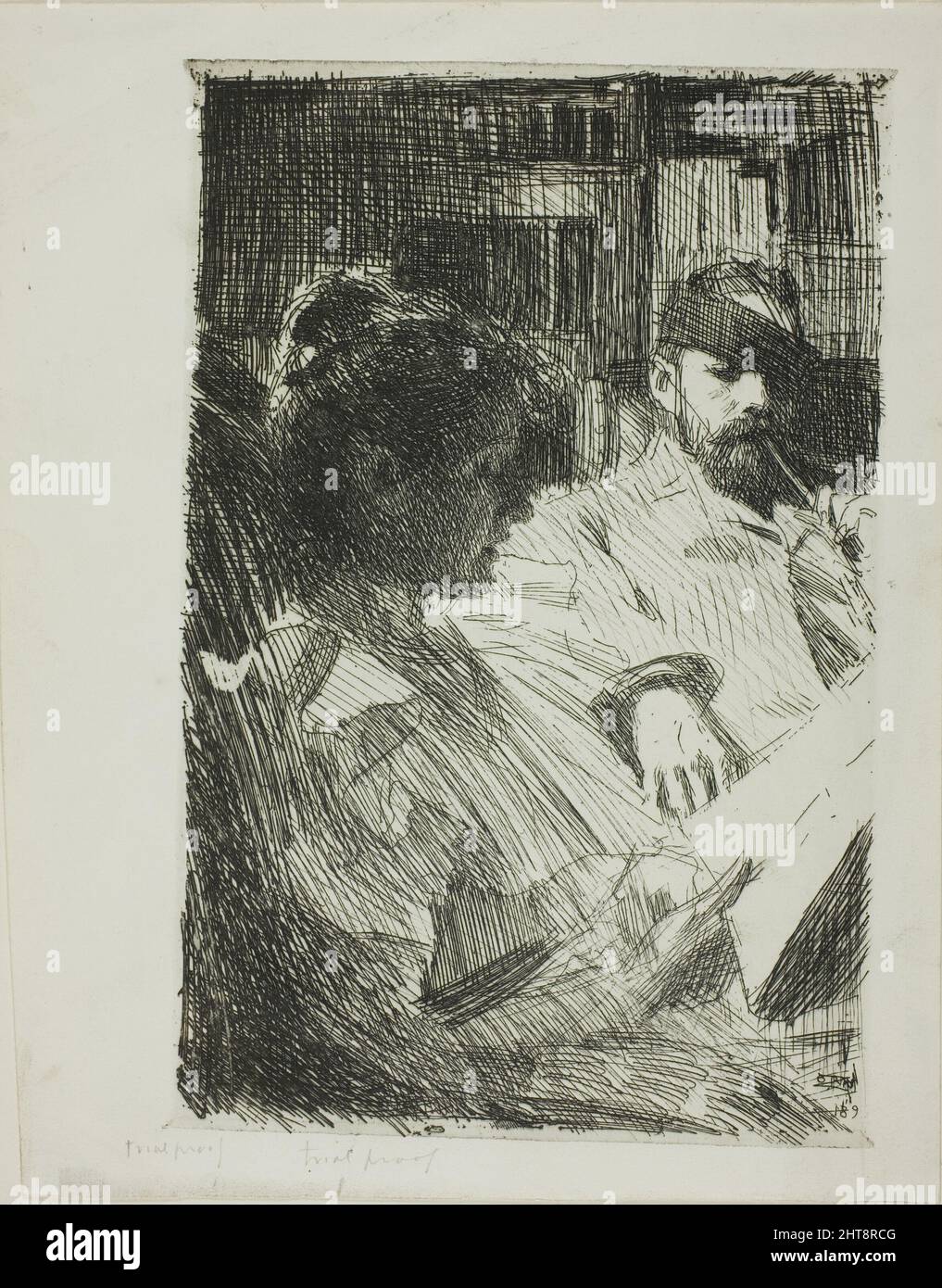 Reading (Mr. and Mrs. Ch. Deering), 1893. Stock Photo