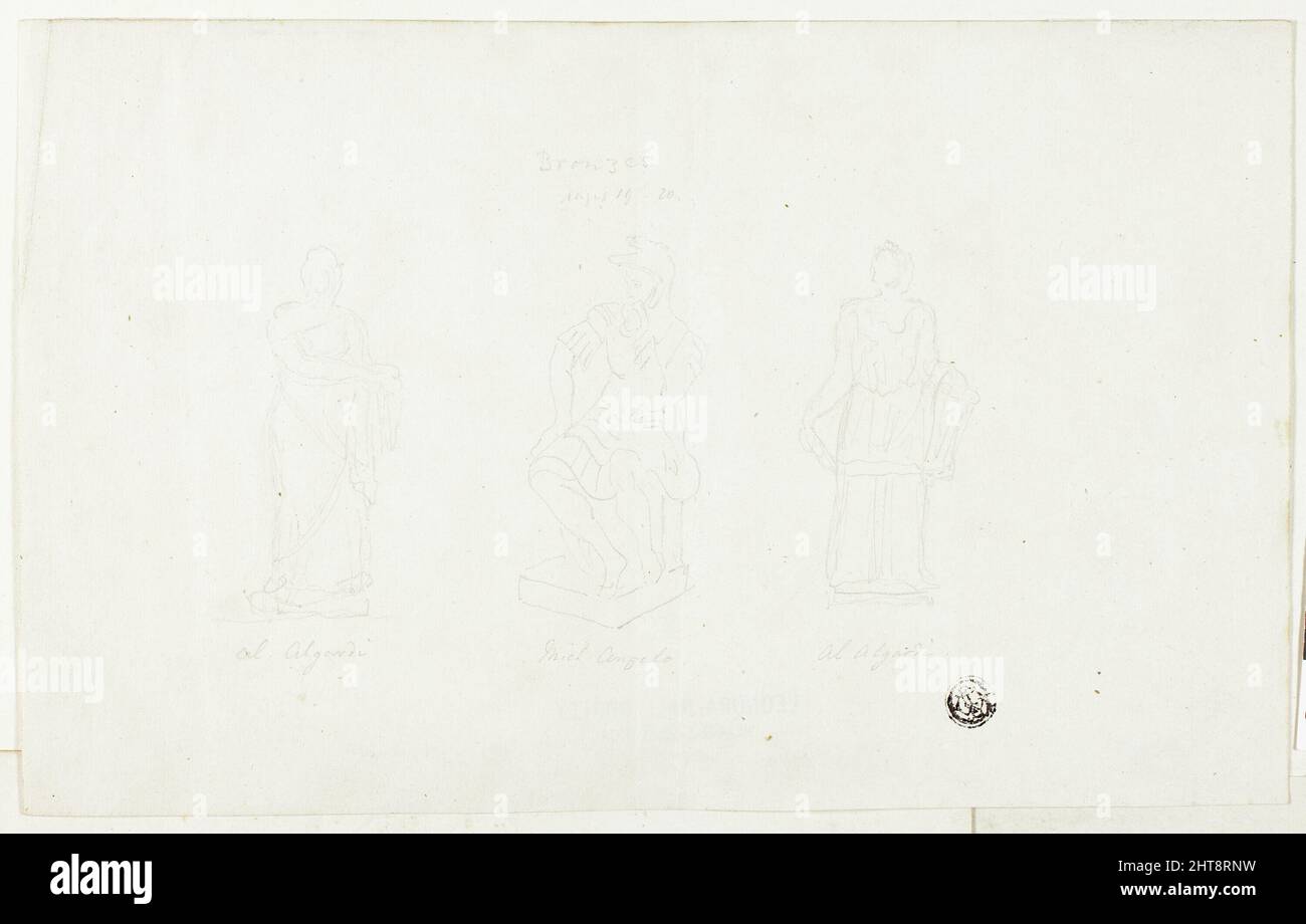 Three Large Statues by Algardi and Michelangelo, 19th century. Stock Photo