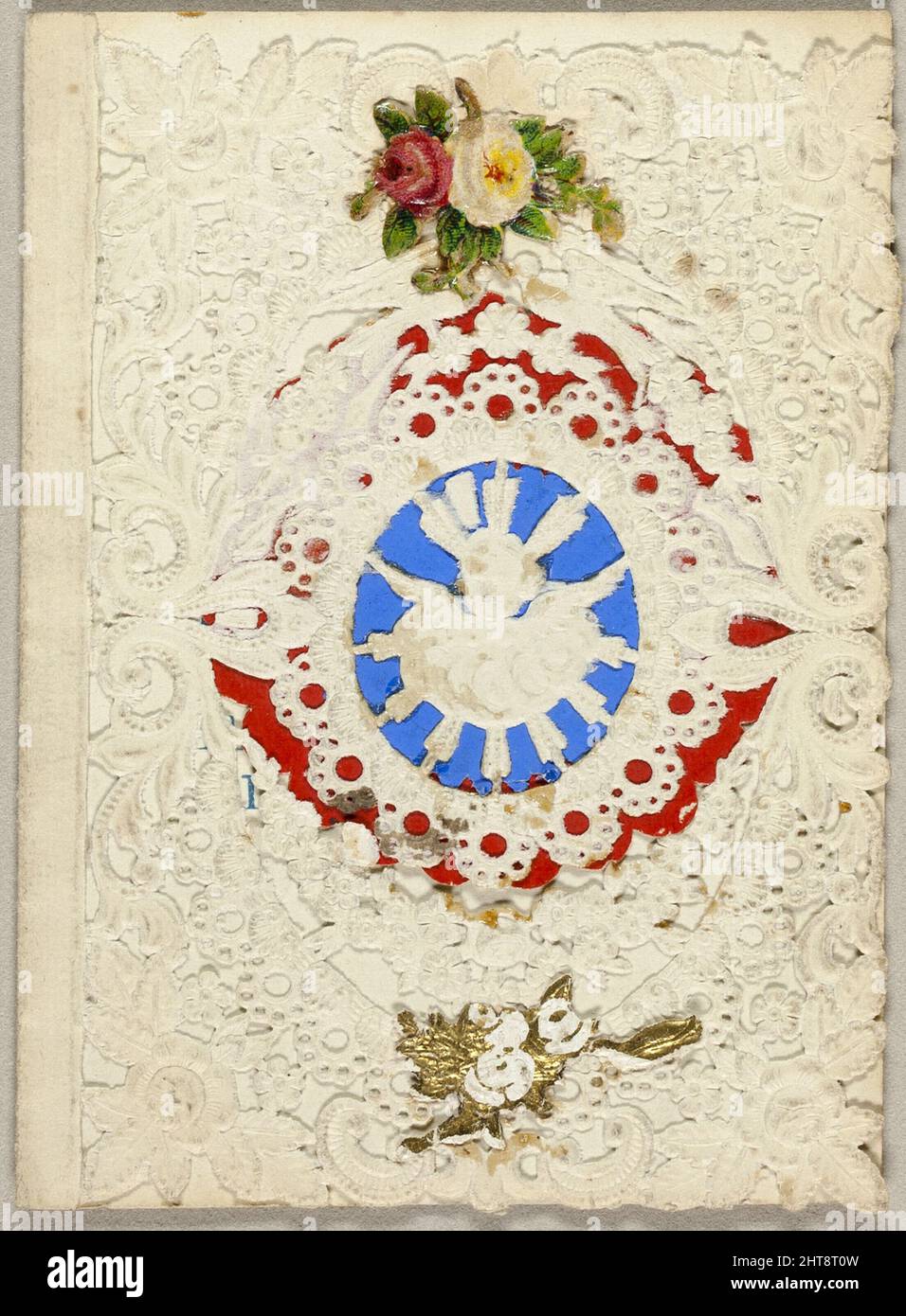 Untitled Valentine (Putti on Blue Ground), c.1850. Stock Photo