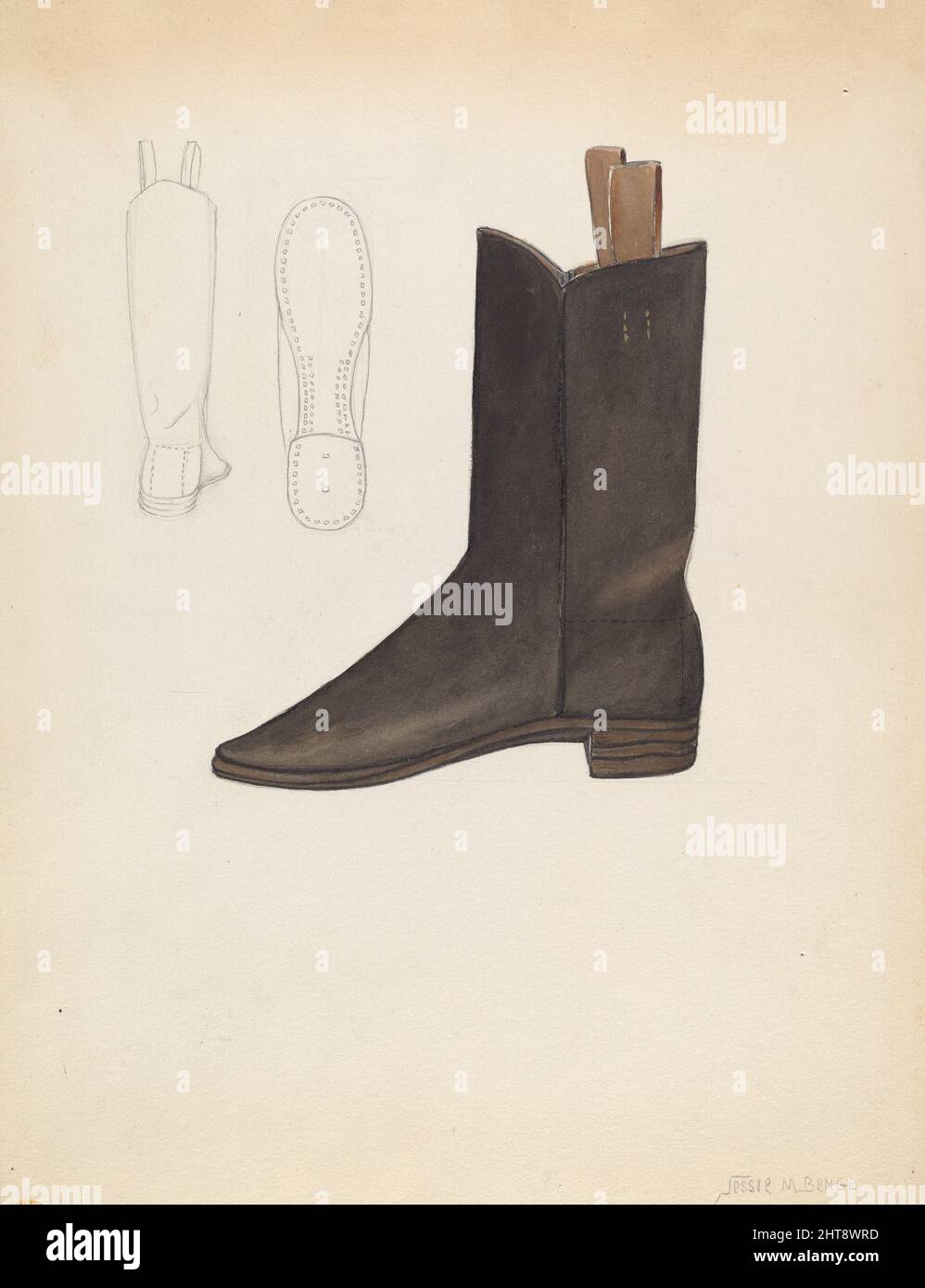 Boy's Boot, c. 1936. Stock Photo