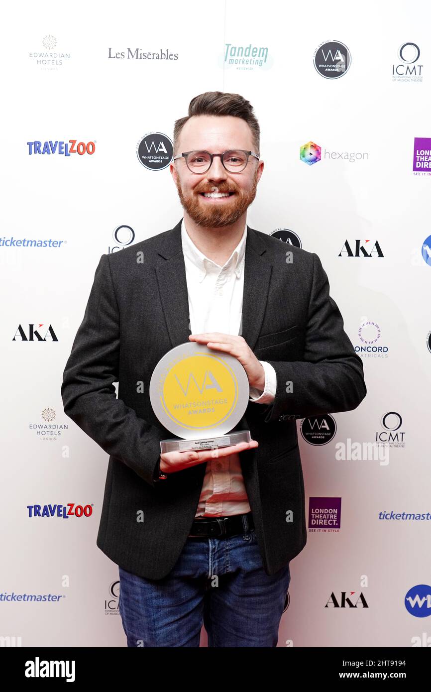 Tim Lutkin with the award for Best Lighting Design, for Back to the ...