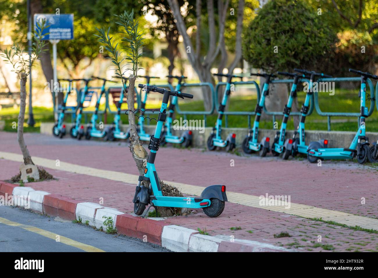 Turkey Electric scooters used for urban transportation in Antalya Stock Photo Alamy
