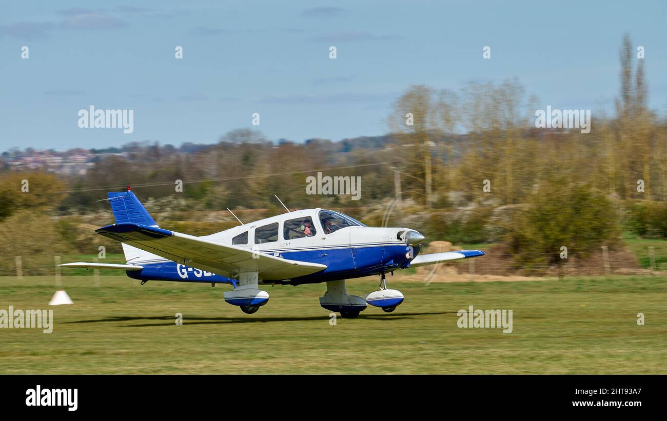 Private aircraft flying at Headcorn Airfield Stock Photo