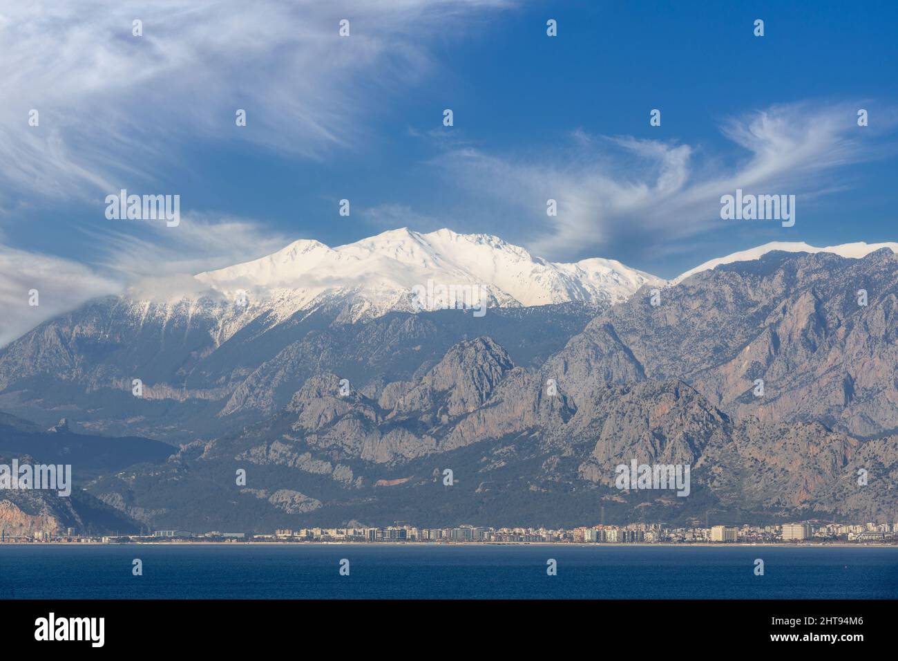 Antalya sea and mountain views, sea in Turkey Antalya City Stock Photo