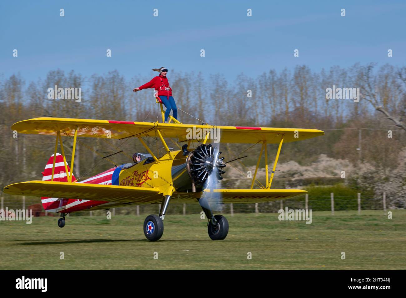 Wingwalking at Headcorn Airfield Stock Photo