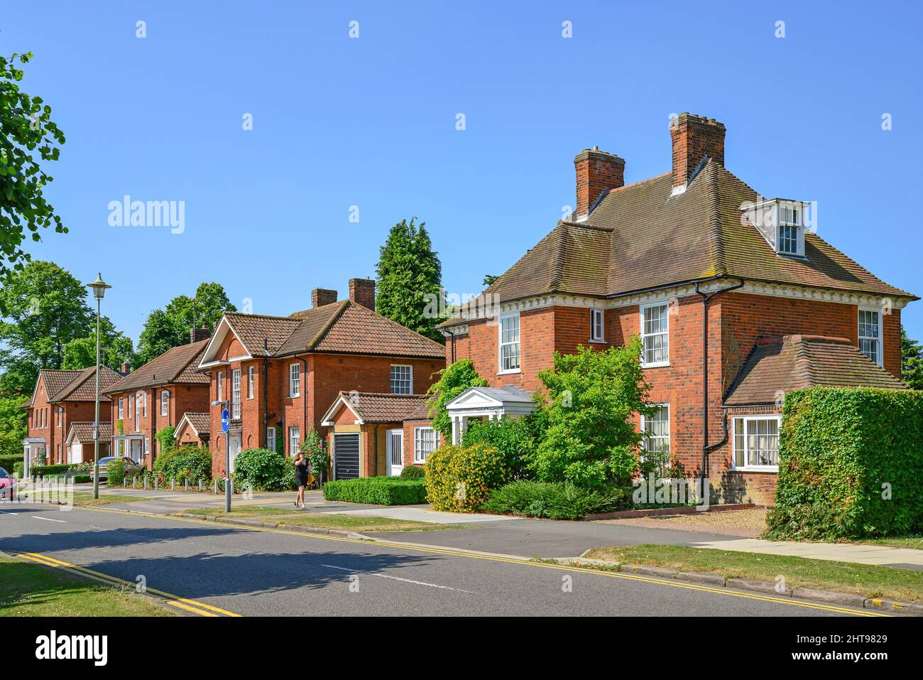 Detached houses on Parkway in centre of Welwyn Garden City