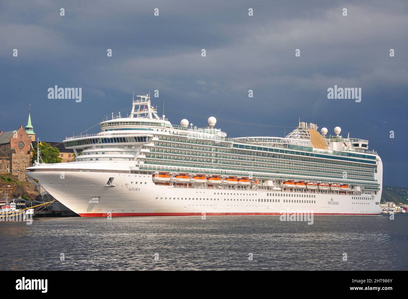 P&O Azura Cruise Ship berthed in harbour, Oslo, Østlandet Region, Norway Stock Photo