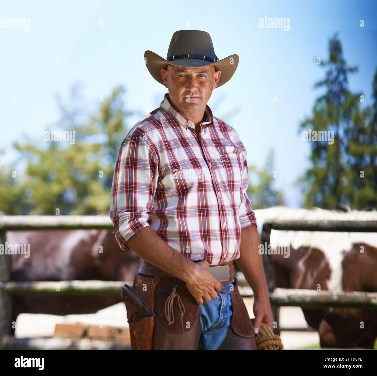 Portrait of a wrangler cowboy hi-res stock photography and images - Alamy