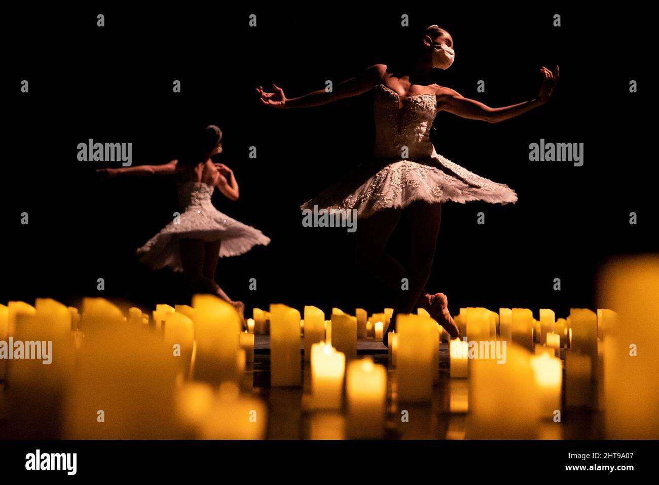 Ballerinas dance during a Candlelight concert, as a string sextet plays at  Teatro Bradesco, in Sao Paulo, Brazil February 27, 2022. REUTERS/Carla  Carniel Stock Photo - Alamy