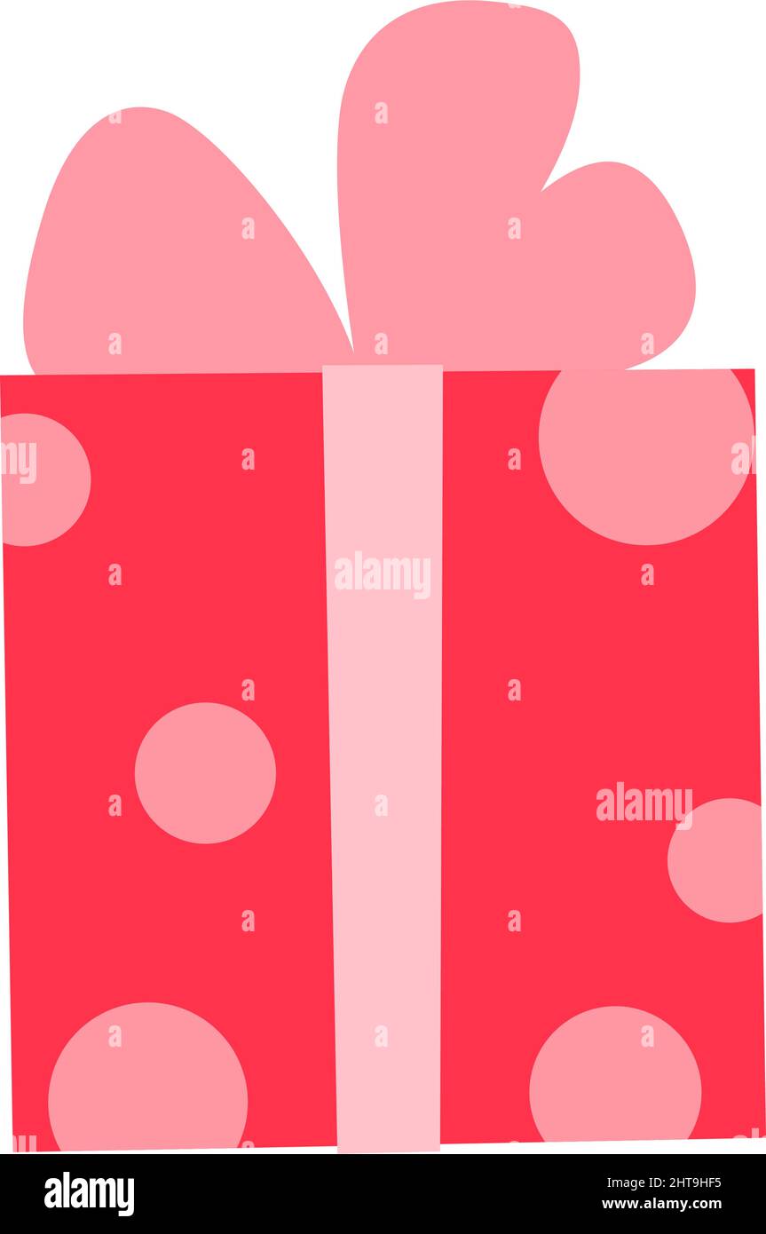 Pink gift box flat icon isolated on white Stock Vector