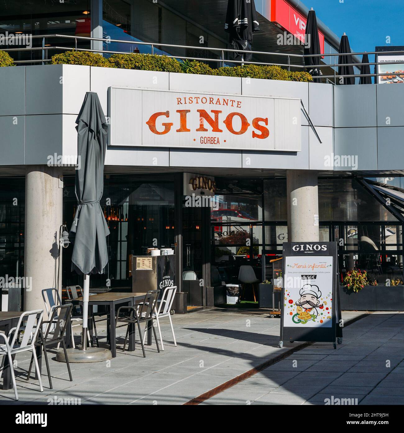 View of the Facade of Gino's Italian restaurant in Las Tablas, Madrid,  Spain Stock Photo - Alamy