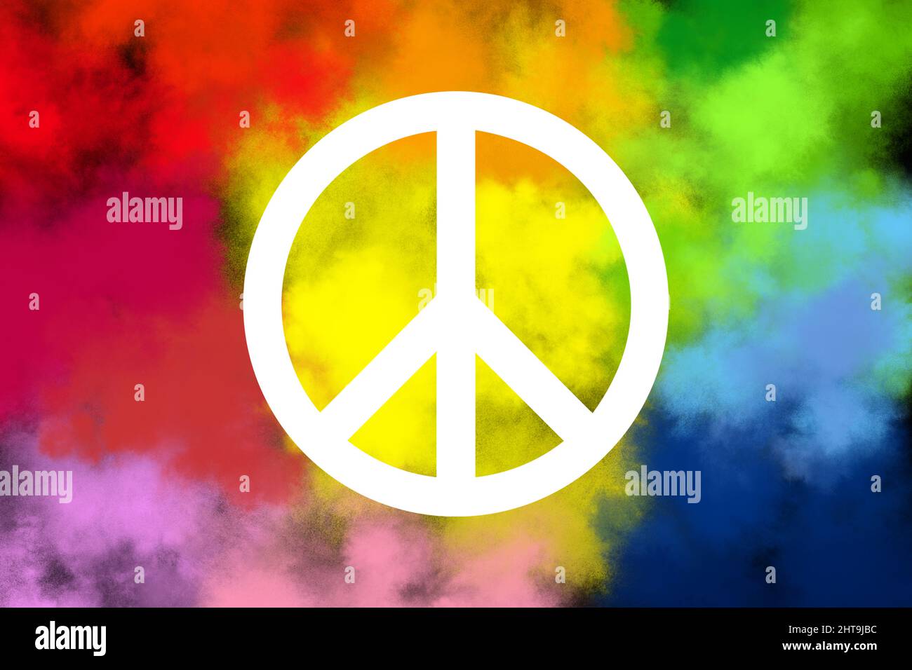 Peace background. White symbol of peace on colorful background Stock Photo  - Alamy