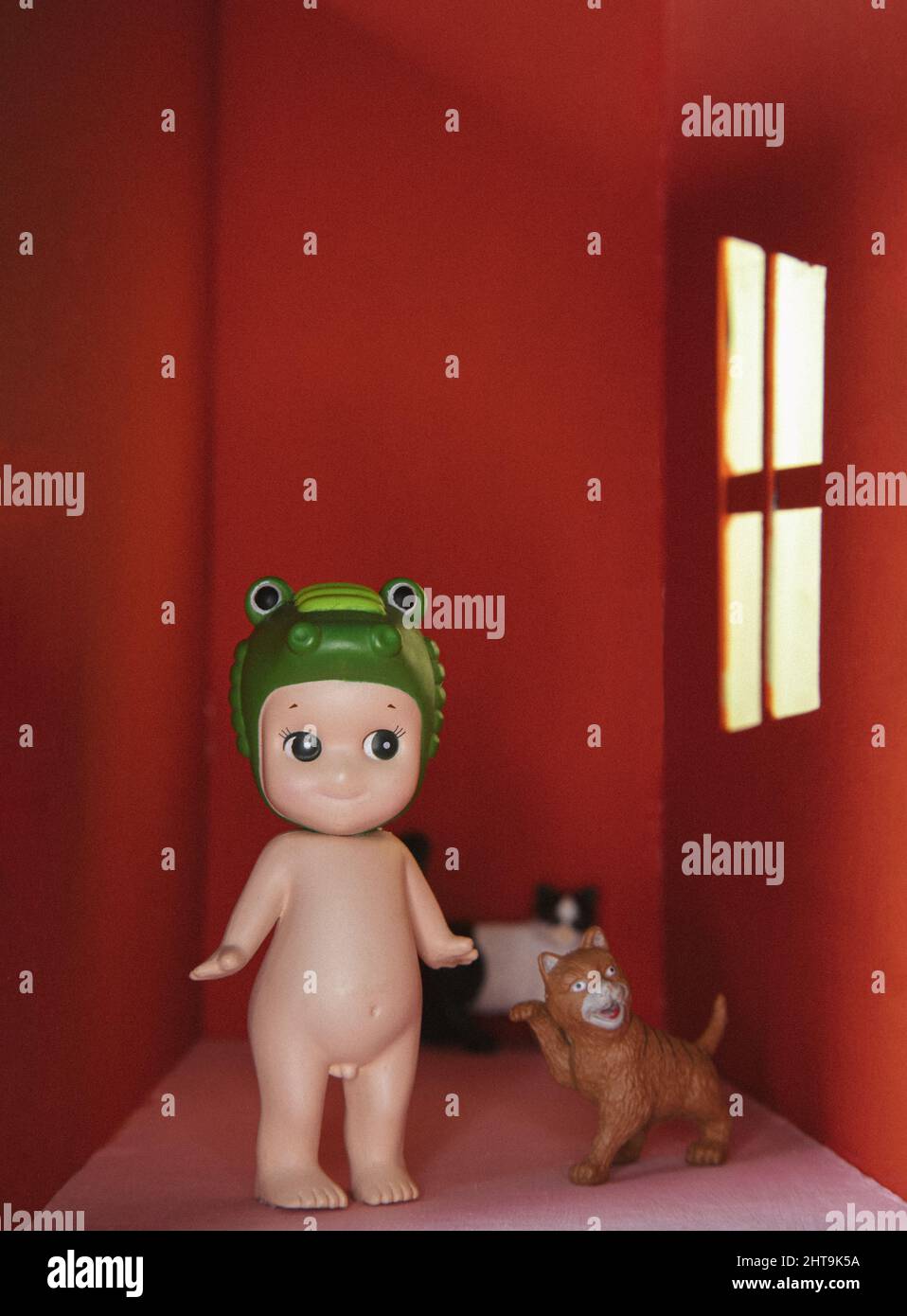 Vertical photo of sonny angel kewpie doll animal series Stock Photo