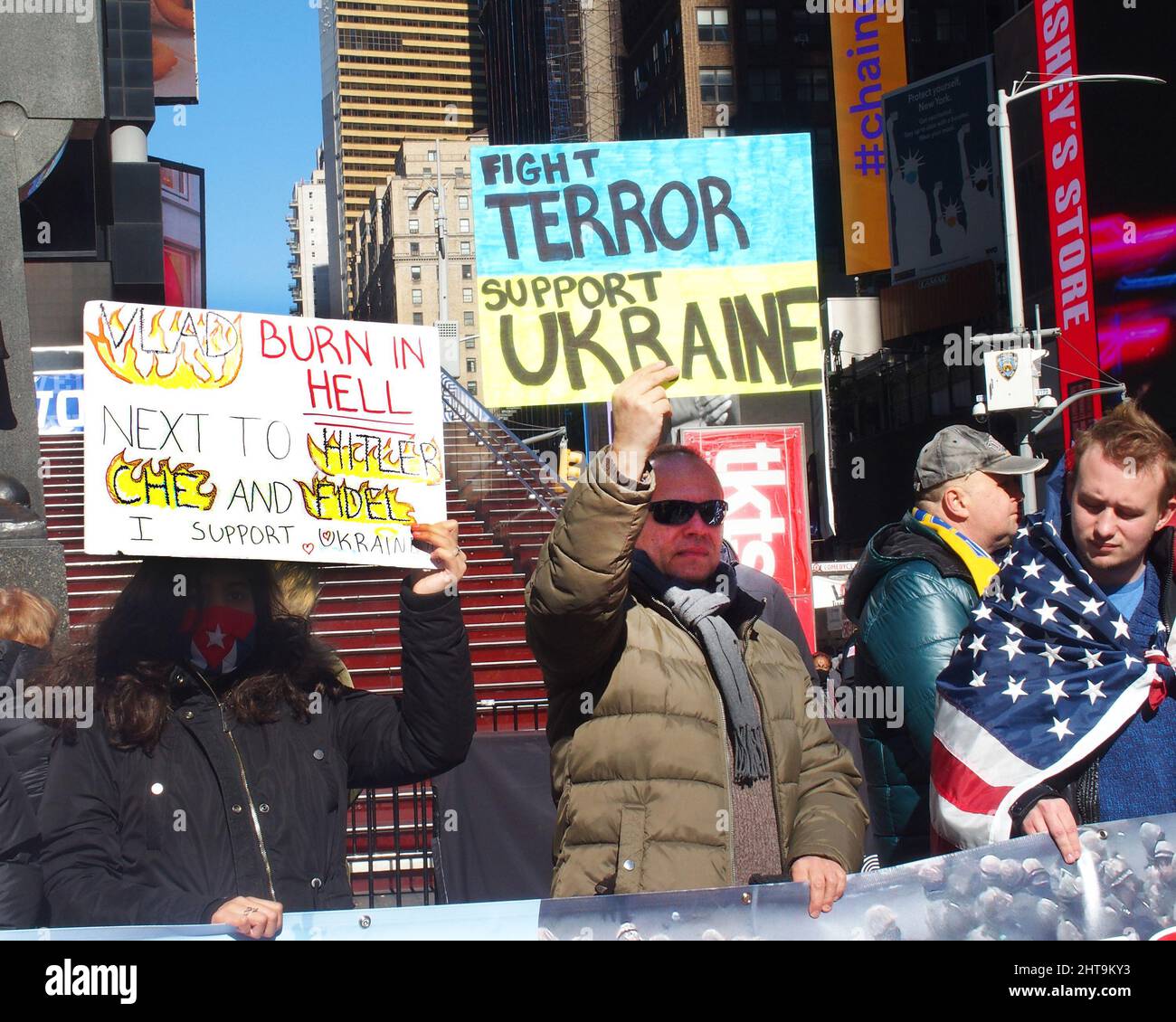 Times square rally feb 27 hi-res stock photography and images - Alamy