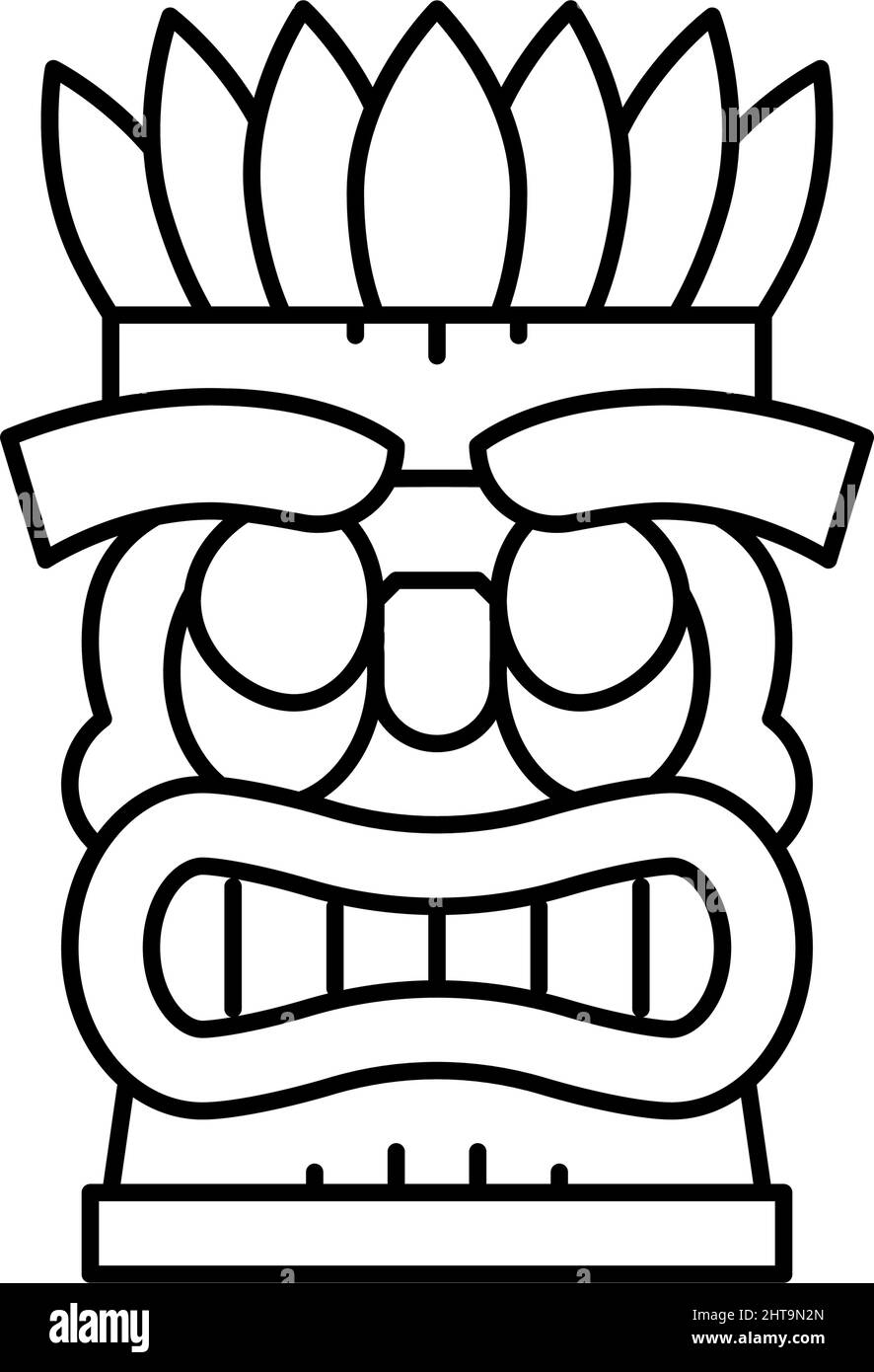 tiki mask line icon vector illustration Stock Vector Image & Art Alamy