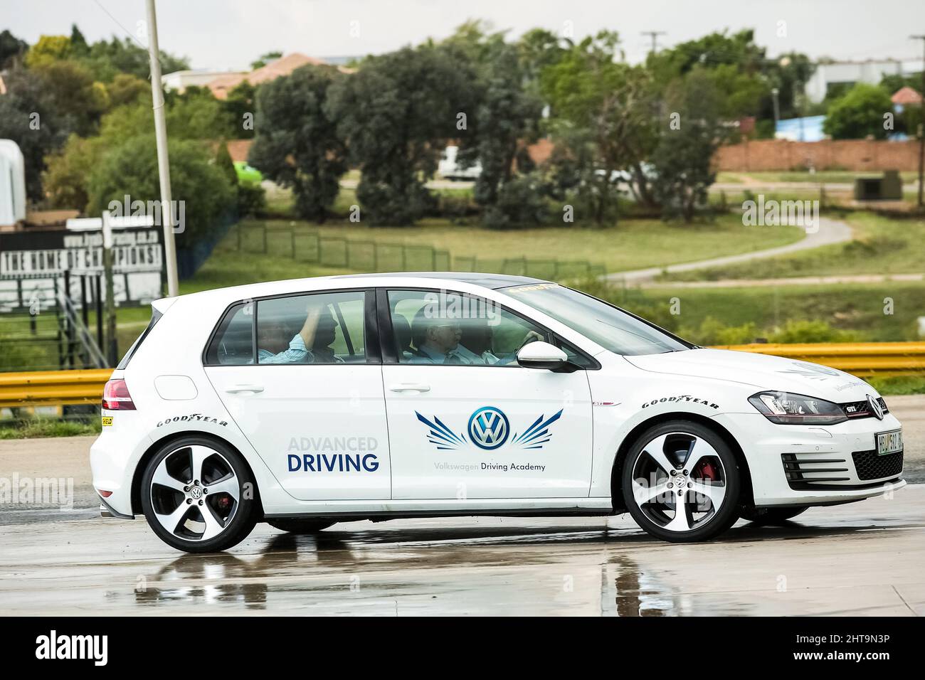 Beautiful view of a white VW advanced driving instruction at Kyalami