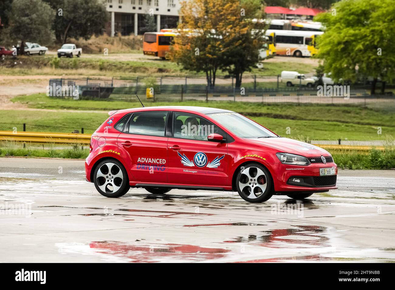Beautiful view of a red VW advanced driving instruction at Kyalami race