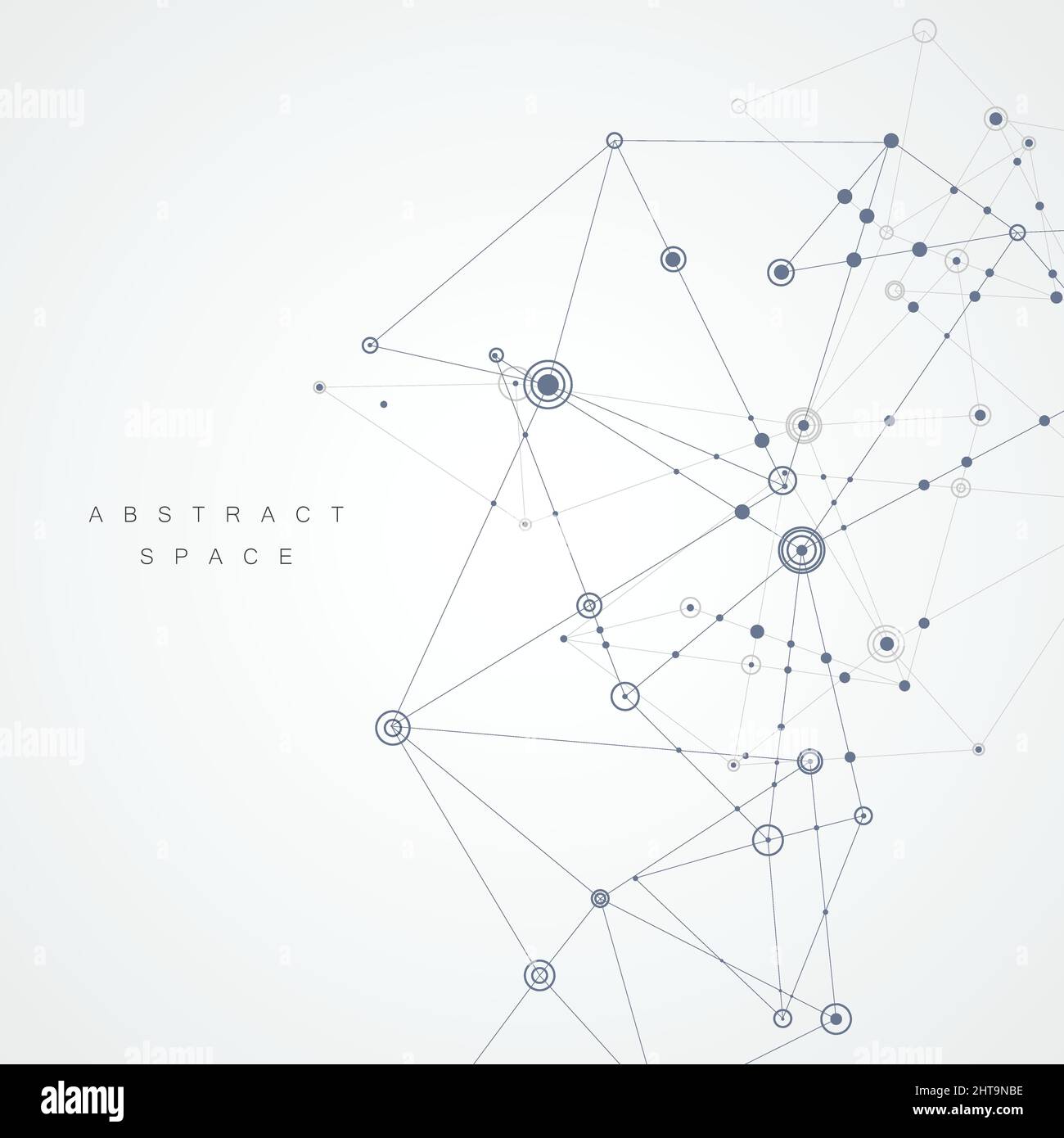 Abstract design with compound lines and dots. Vector science background ...
