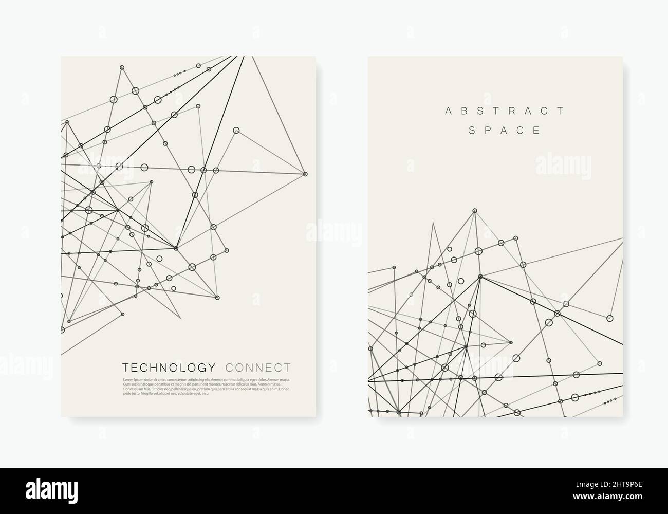 Modern vector templates for brochure cover in A4 size. Polygonal space background with connecting dots and lines. Abstract structure Stock Vector