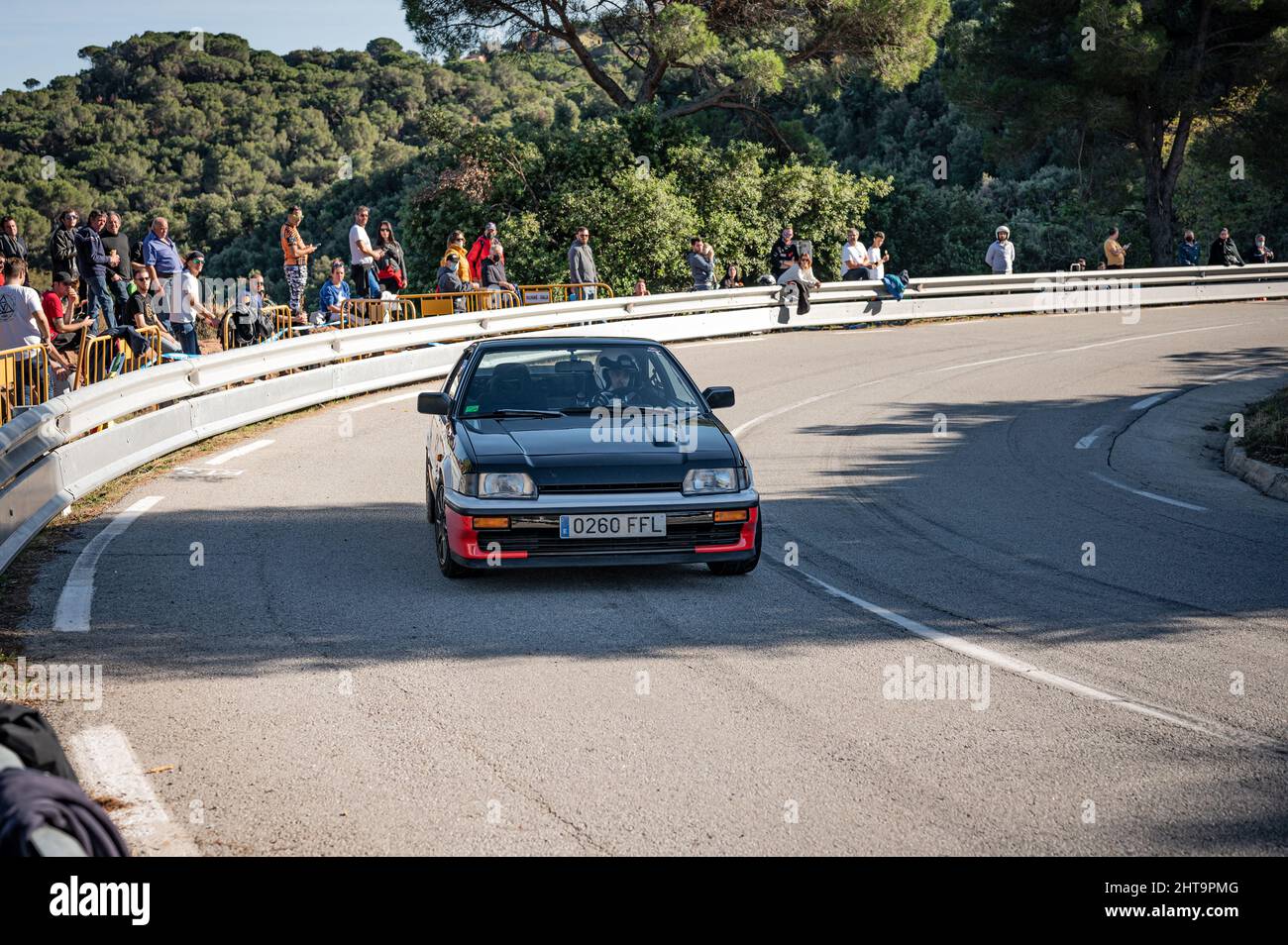 Honda CRX in the Rally hill climb in Sant Feliu Codines, HOnda CRX Stock Photo