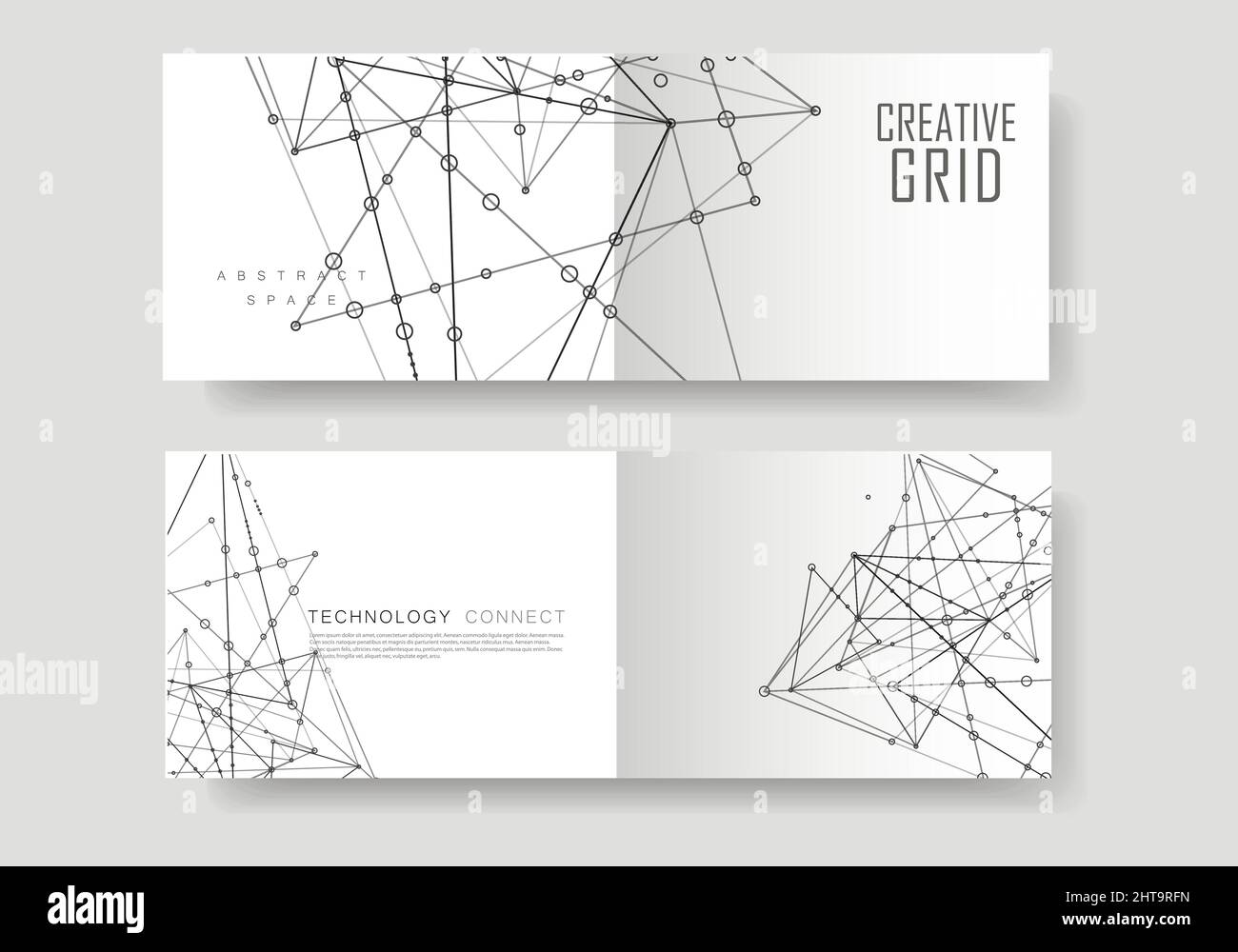 Modern vector templates for brochure cover in A4 size. Polygonal space background with connecting dots and lines. Abstract structure Stock Vector