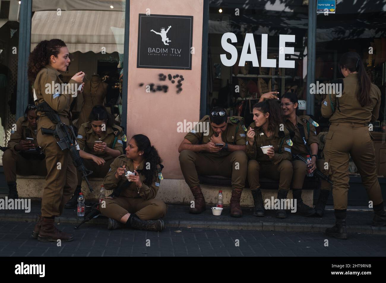 Closeup of women in army clothes in Israel Stock Photo