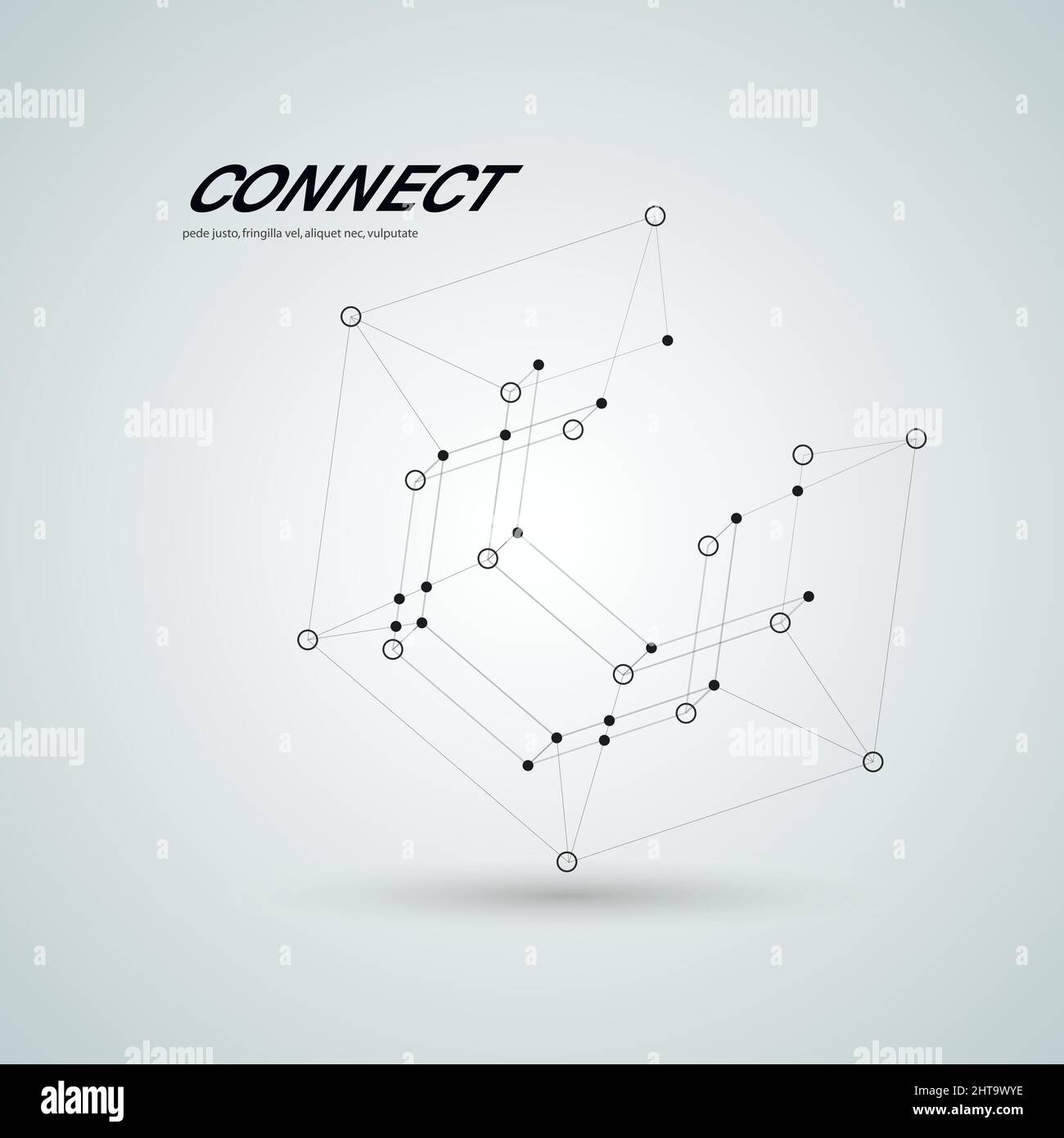 Black polyhedron 3d vector illustration Stock Vector