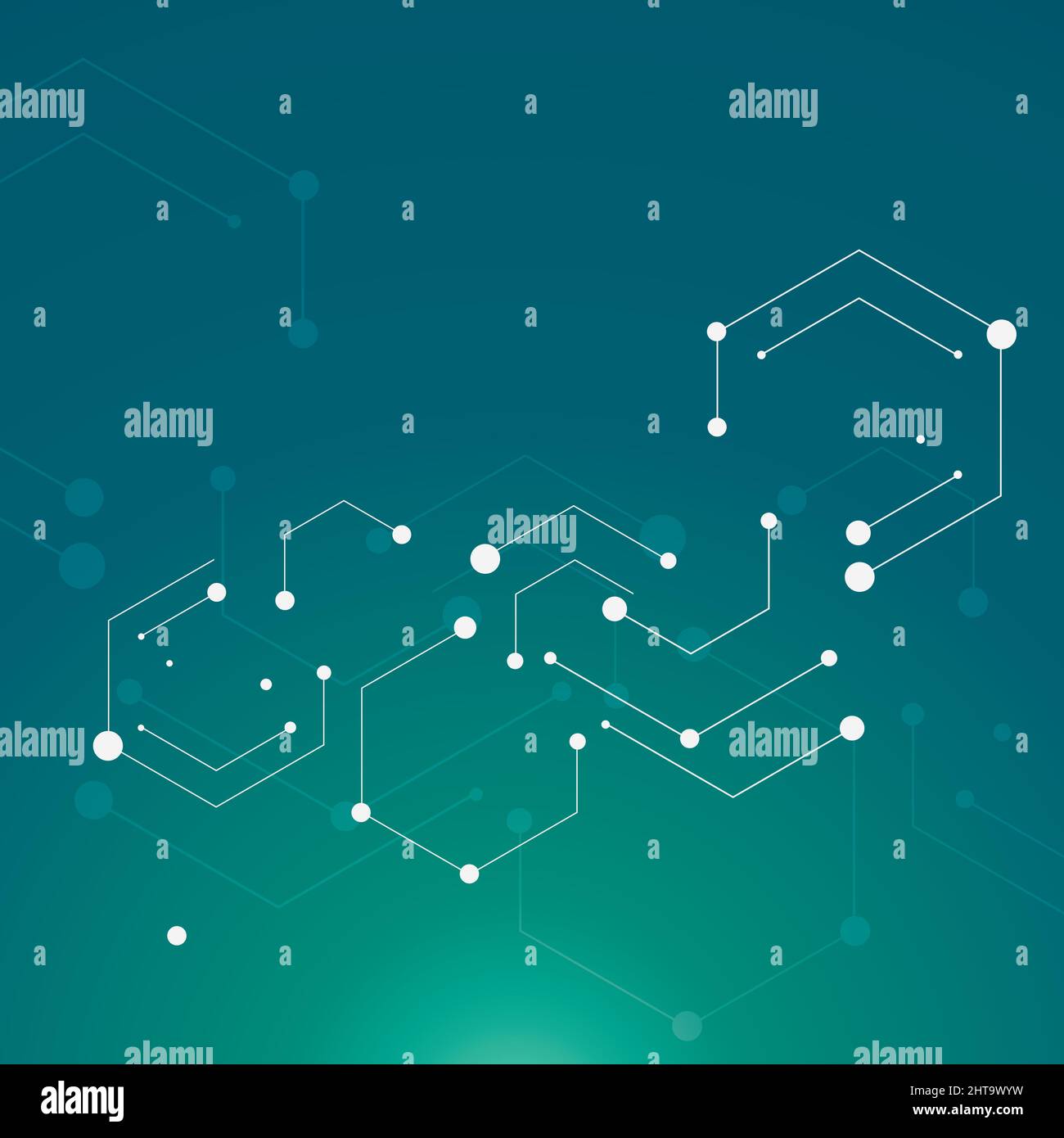 Line and dots connect vector. Geometric hexagon abstract molecular ...