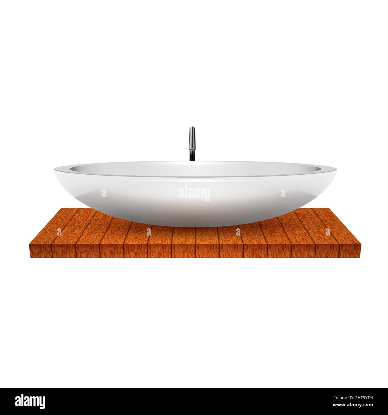 Vessel sink on wooden countertop vector illustration Stock Vector