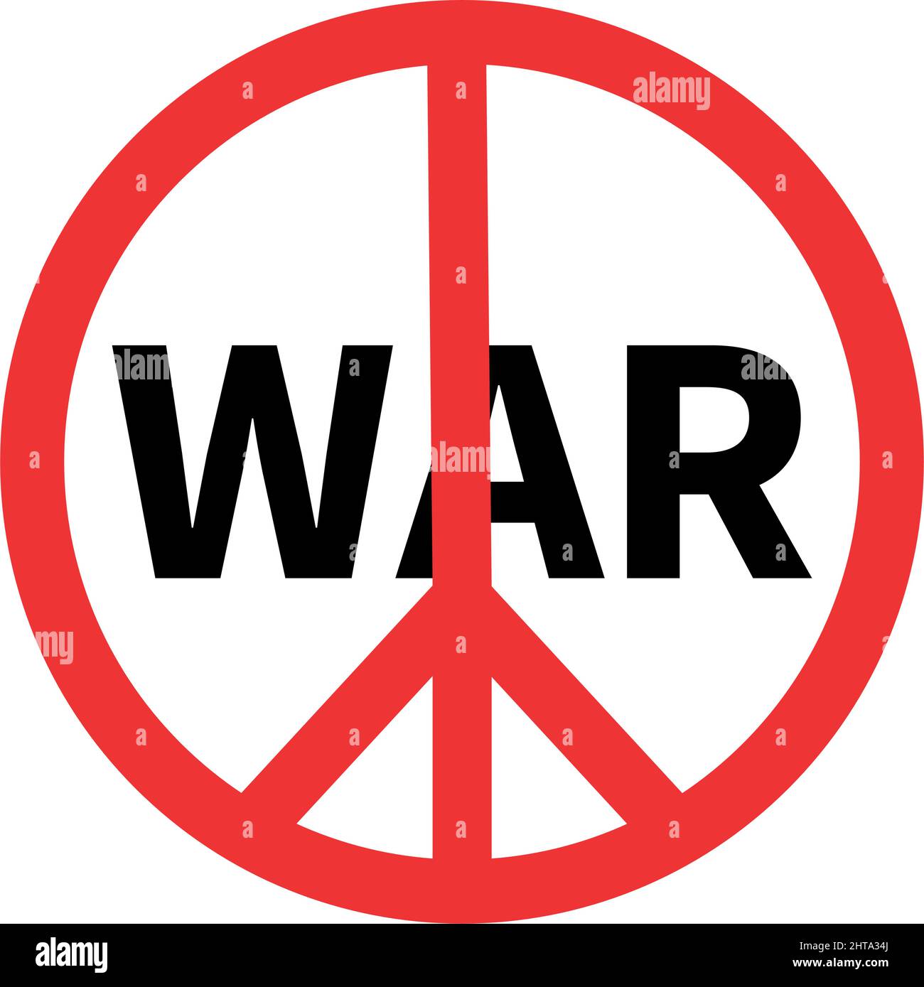 Red sign pacifism WAR on a white background - Vector illustration Stock Vector