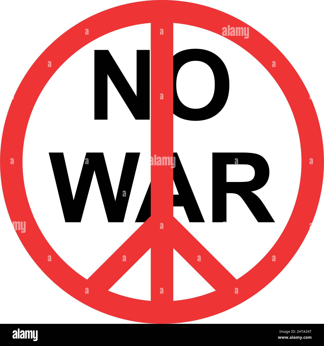 Red sign pacifism NO WAR on a white background - Vector illustration Stock Vector