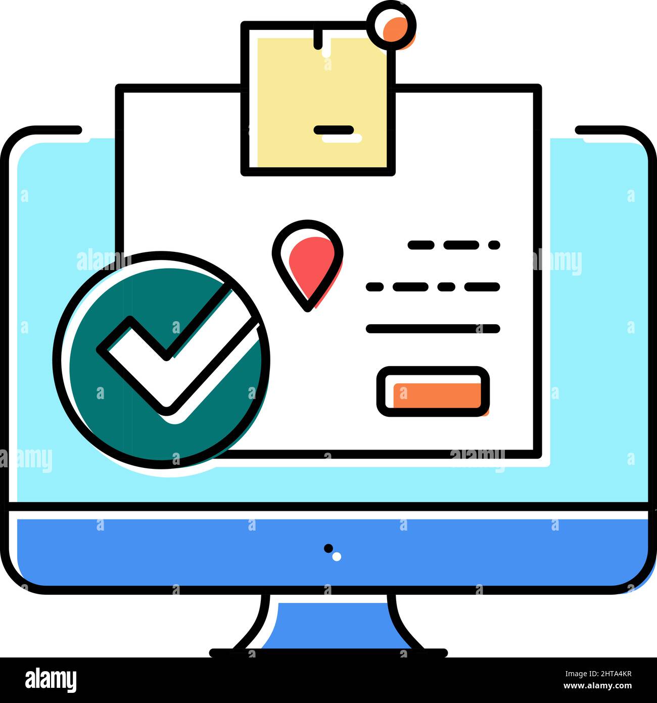 delivered parcel status color icon vector illustration Stock Vector ...