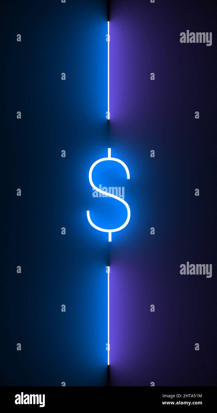 Illustration of a neon dollar sign isolated on a black background Stock ...