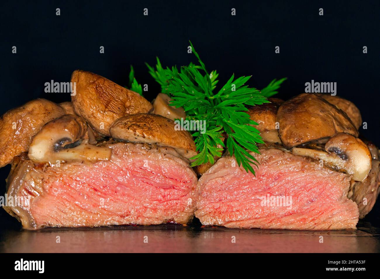 Steak with mushrooms Stock Photo