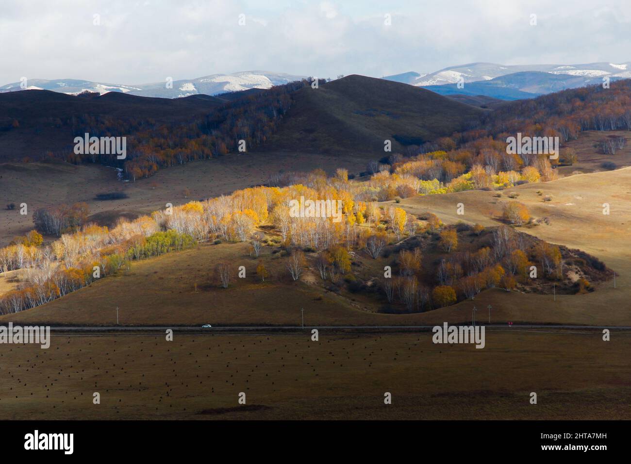 Aerial view of autumn in the mountains and forests Stock Photo - Alamy