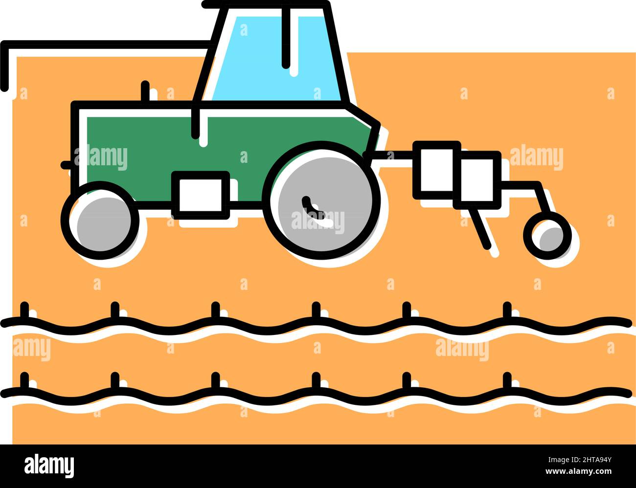 tractor working on field color icon vector illustration Stock Vector ...