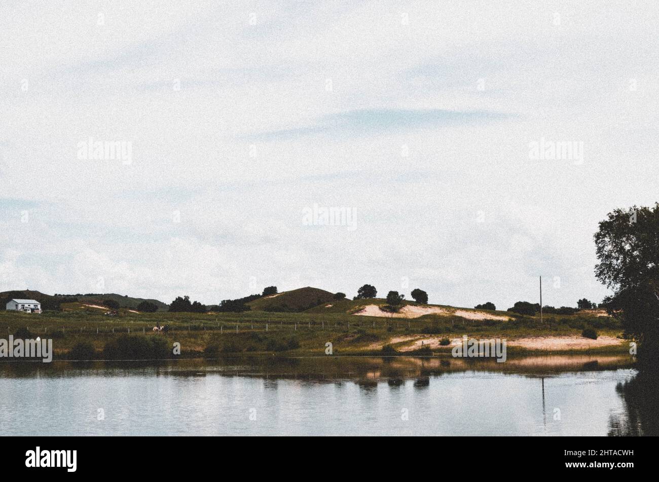 Beautiful shot of a lake under the cloudy skies in a forest Stock Photo ...