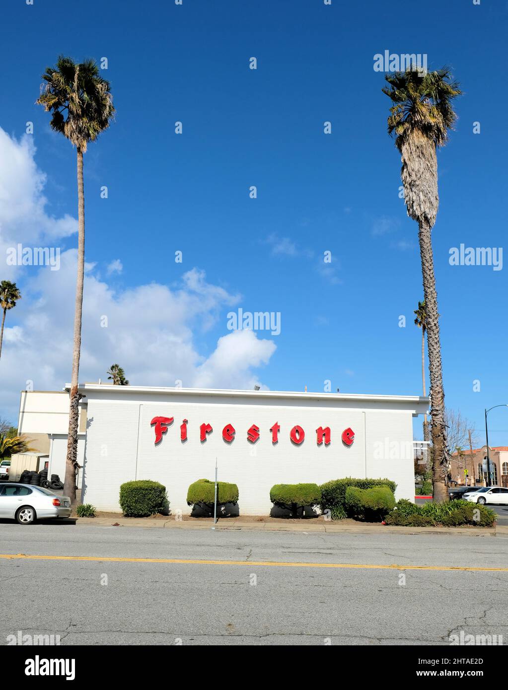 Firestone Complete Auto Care on in Millbrae, California, USA; tire center, auto repair and car maintenance. Stock Photo