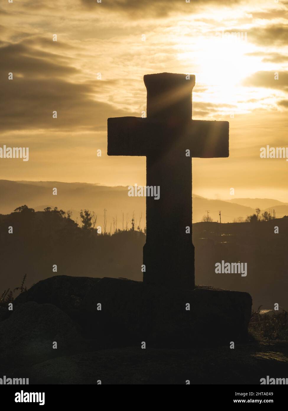 Crosses on hill sunset hi-res stock photography and images - Alamy