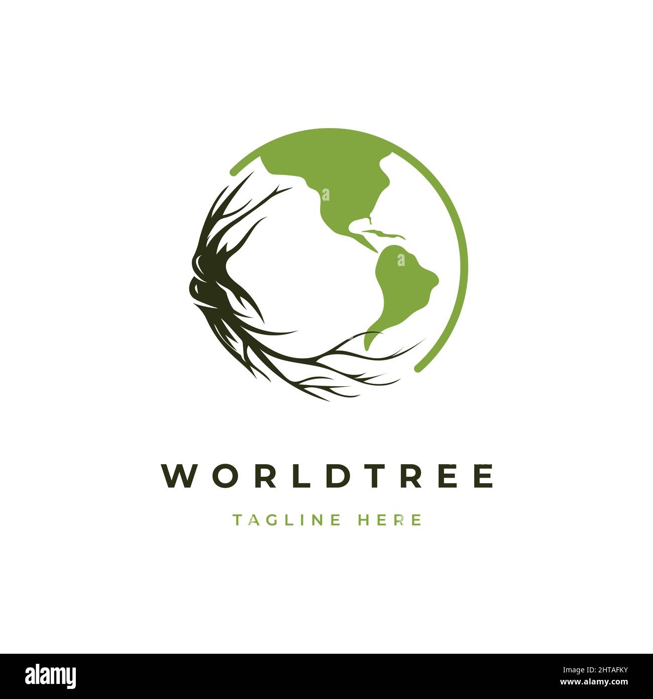 Green world logo design illustration vector template Stock Vector