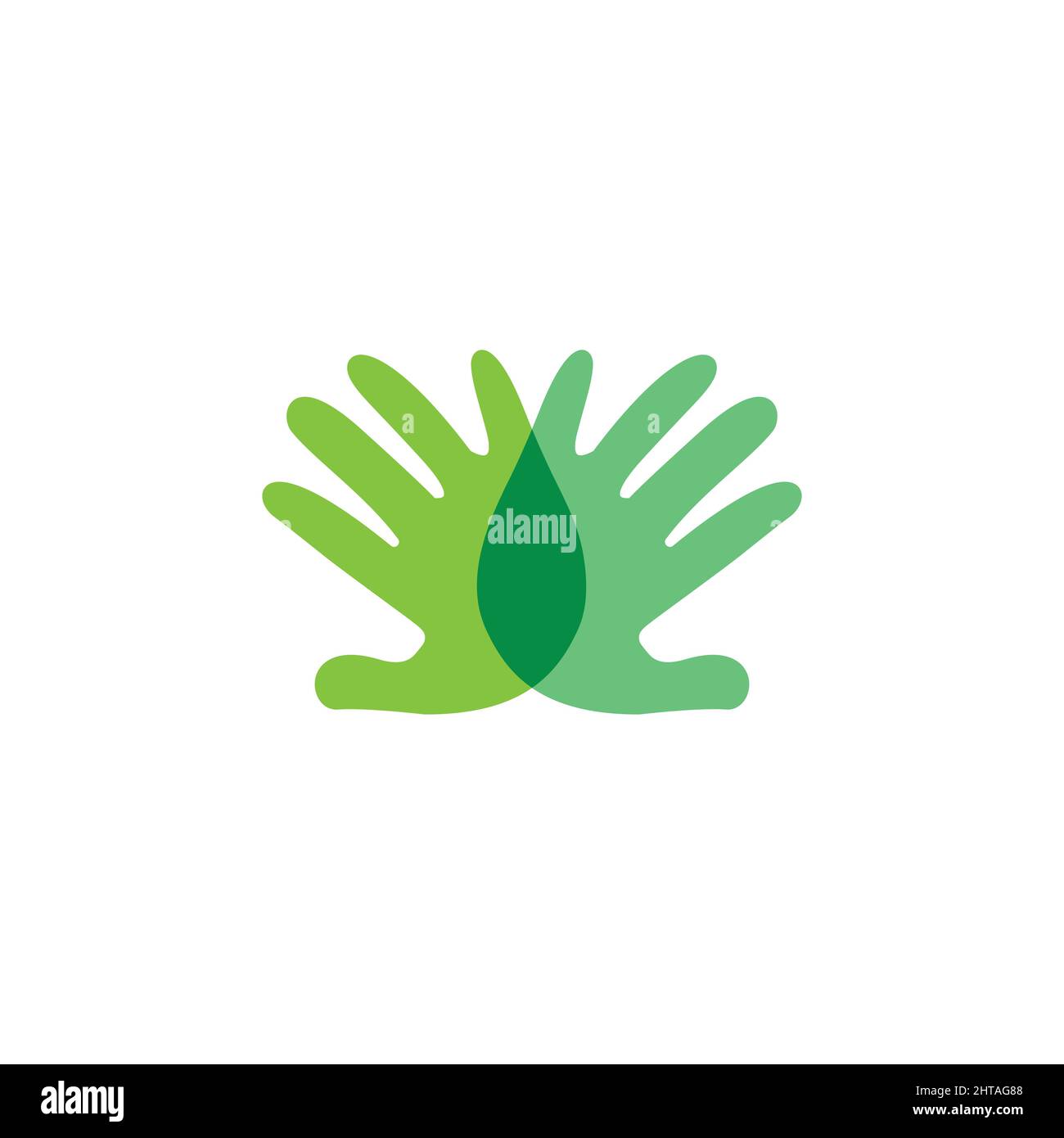 Hand with green leaf logo design vector template Stock Vector