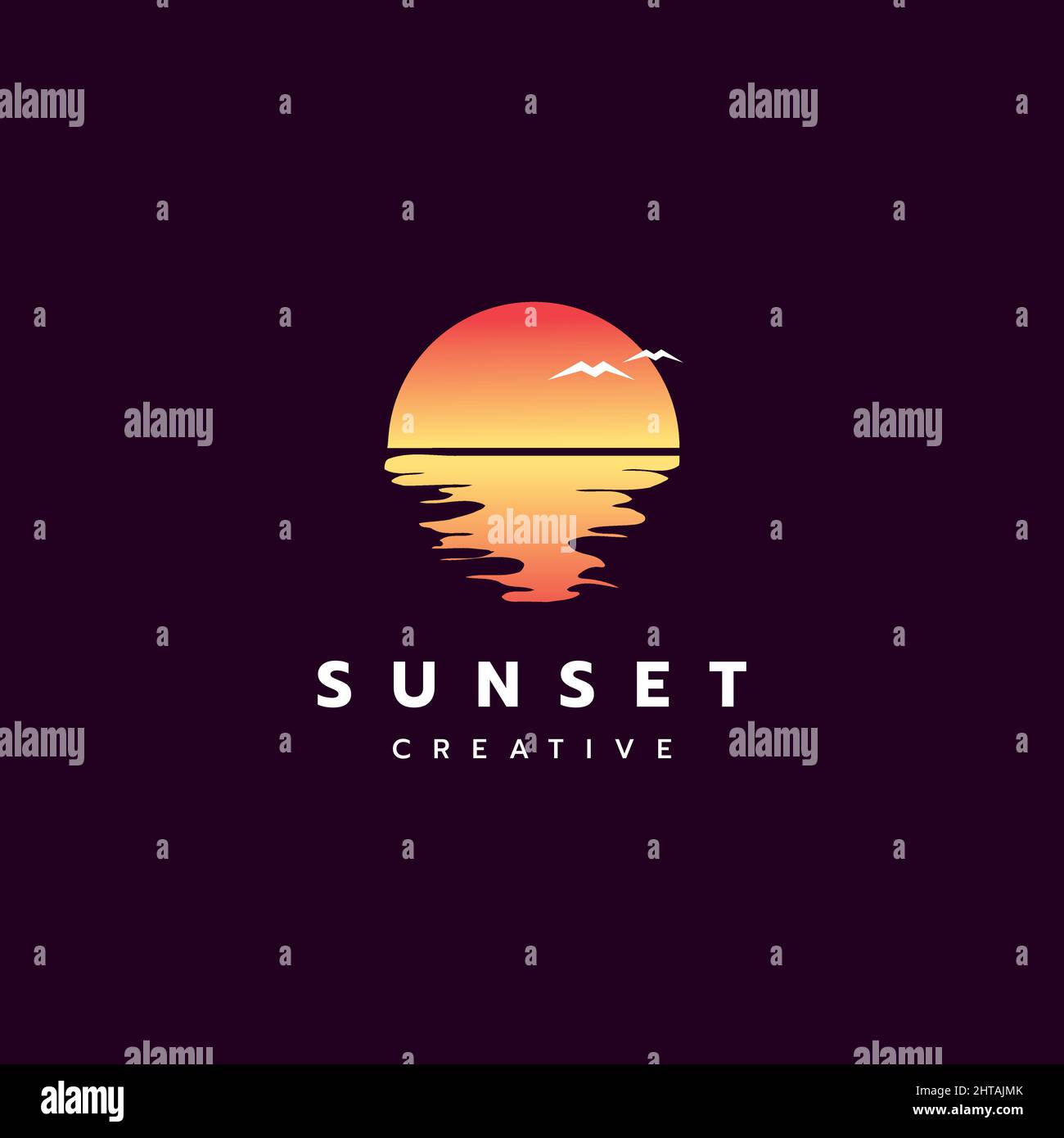 Sunset logo design illustration vector template Stock Vector