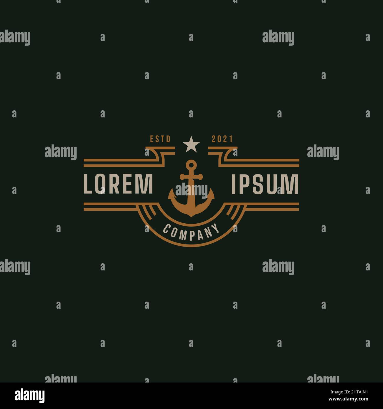 Vintage nautical anchor logo design inspiration vector template Stock